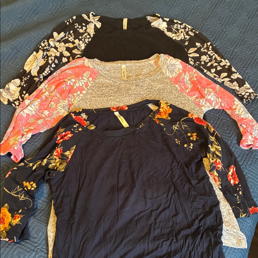 3 cool melon 3/4 sleeve tops size S